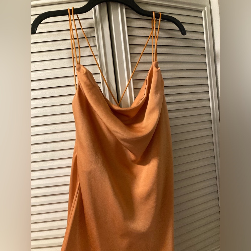 Orange wedding guest summer dress L